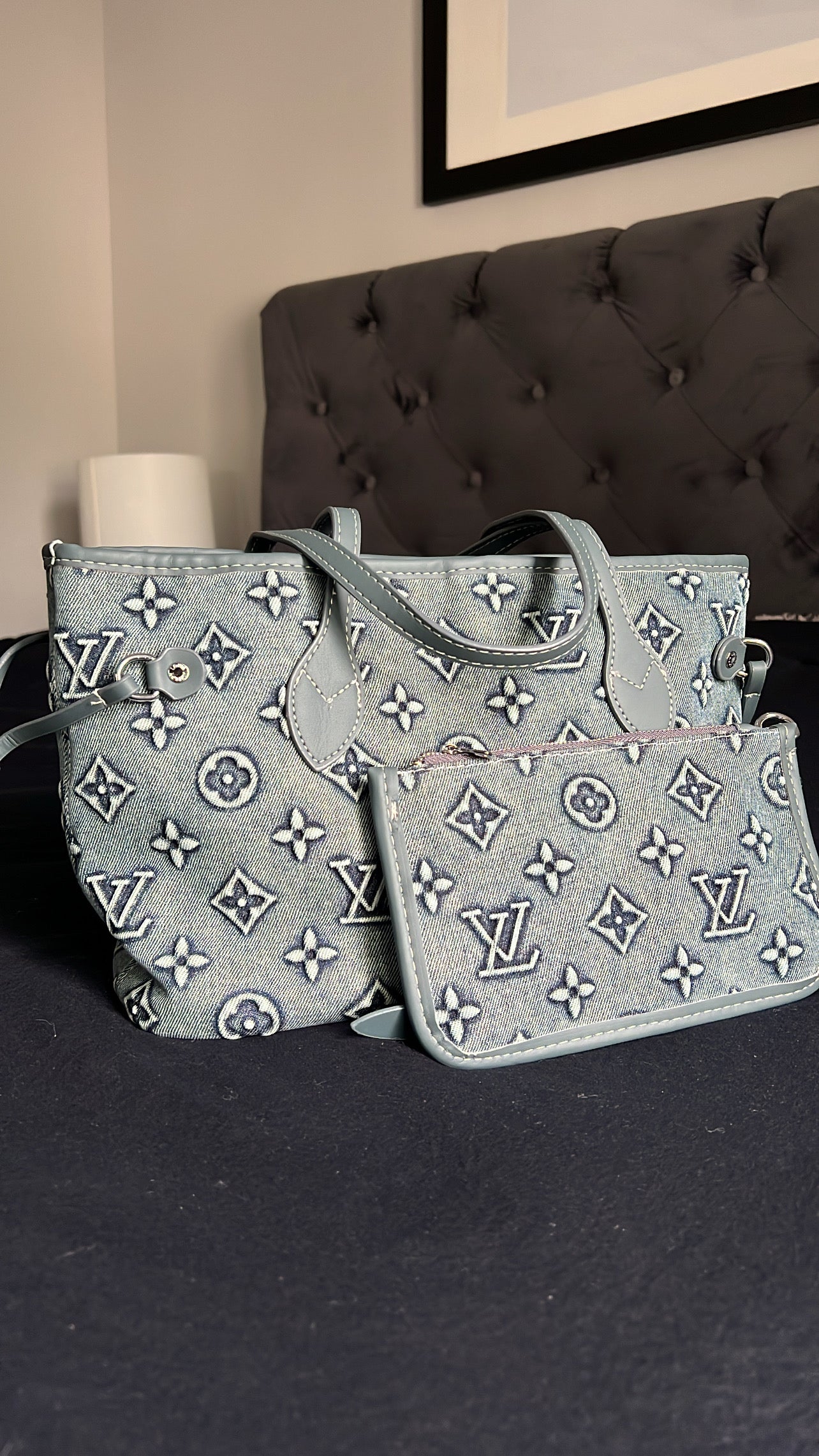 Denim LV inspired totebag