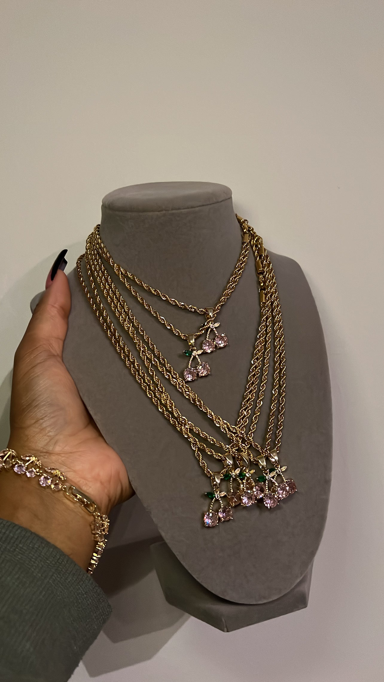 Cherry rope necklace