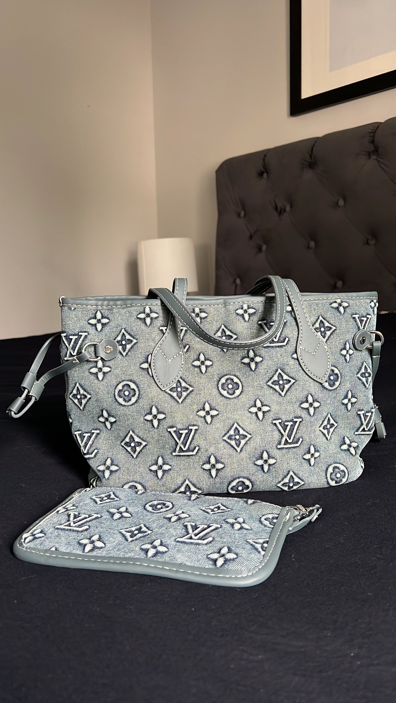 Denim LV inspired totebag